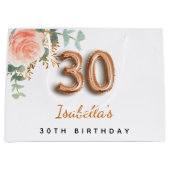 30歳の誕生日フローラバラ金ゴールドユーカリ誕生日 ラージペーパーバッグ (正面)