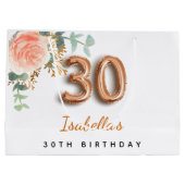 30歳の誕生日フローラバラ金ゴールドユーカリ誕生日 ラージペーパーバッグ (裏面)