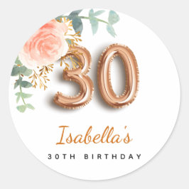 30歳の誕生日フローラバラ金ゴールドユーカリ・モノグラム ラウンドシール