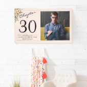 30歳の誕生日フローラピンク写真 横断幕 (インサイチュ)