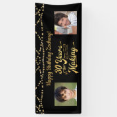 30歳の誕生日ブラック金ゴールドストリングライト写真 横断幕 (縦)