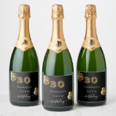 30歳の誕生日ブラック金ゴールドヒョウ印刷バルーン スパークリングワインラベル (ボトル)