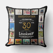 30歳の誕生日ブラック金ゴールドフォトコラージュ クッション (正面)