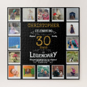 30歳の誕生日ブラック金ゴールドフォトコラージュ ジグソーパズル (縦)