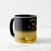 30歳の誕生日ブラック金ゴールドボウ名 マグカップ (正面左)