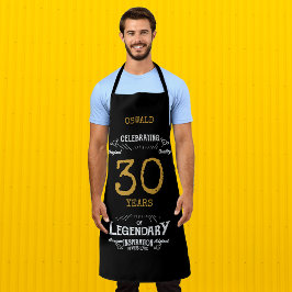 30歳の誕生日ブラック金ゴールド伝説的おもしろい エプロン