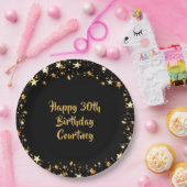 30歳の誕生日ブラック金ゴールド星名 ペーパープレート (パーティー)