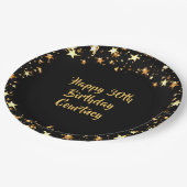 30歳の誕生日ブラック金ゴールド星名 ペーパープレート (アングル)