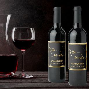 30歳の誕生日ブラック金ゴールドhello 30スクリプト名 ワインラベル