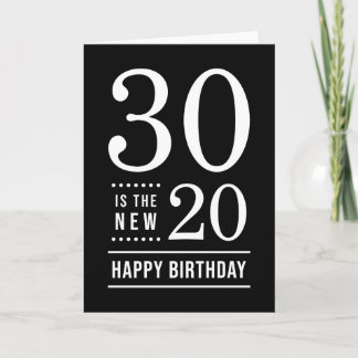 30歳の誕生日ブラック&ホワイト30が新しい20 カード