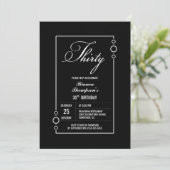 30歳の誕生日ブラック（白いフレーム付き）パーティー 招待状 (スタンド正面)