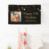 30歳の誕生日ブラック&金ゴールドスターパーソナライズされた 横断幕 (インサイチュ)