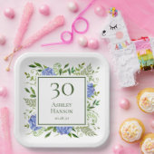 30歳の誕生日ブルーアジサイ ペーパープレート (パーティー)