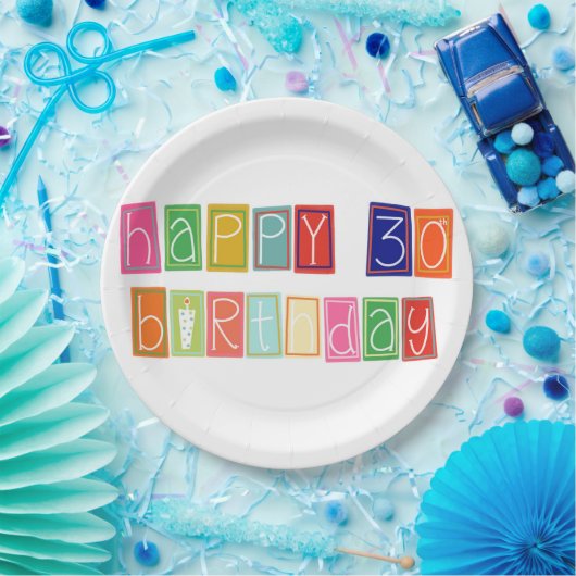 30歳の誕生日ブロッカラフルクおめでとう ペーパープレート (パーティー)