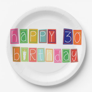30歳の誕生日ブロッカラフルクおめでとう ペーパープレート