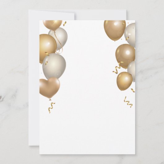 30歳の誕生日ホワイトバルーンと金ゴールドグリッターバルーン 招待状 (裏面)