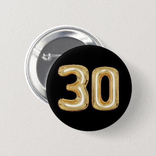 30歳の誕生日ボタン金ゴールドフォイル風船 缶バッジ (正面&裏面)