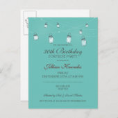 30歳の誕生日メイスン・ジャー・ライト インビテーションポストカード (正面/裏面)