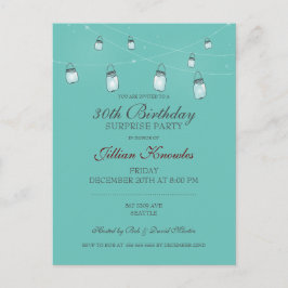 30歳の誕生日メイスン・ジャー・ライト インビテーションポストカード