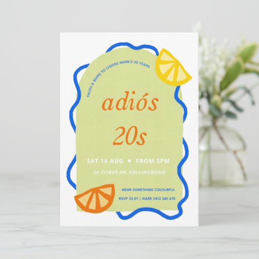30歳の誕生日メキシコのアディオス20代パーティの招待状 招待状 (スタンド正面)