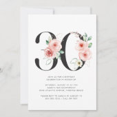 30歳の誕生日モダンフローラバラ金ゴールド緑 招待状 (正面)