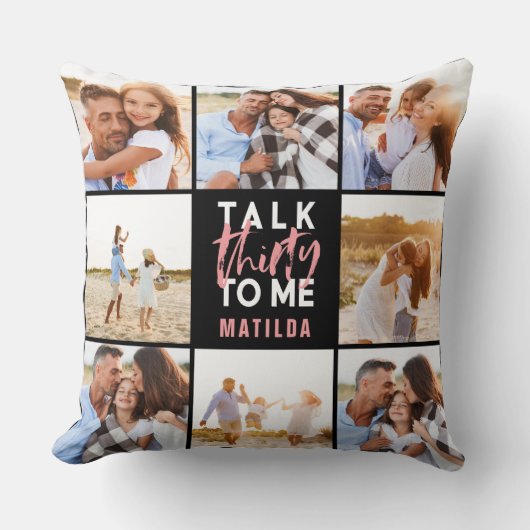 30歳の誕生日モダン写真数々のピンクガーリー クッション (正面)