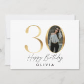 30歳の誕生日モダン金ゴールド写スタイリッシュエレガント真 招待状 (正面)