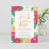 30歳の誕生日ルアウ招待状 | ピンク&ゴールド 招待状 (スタンド正面)