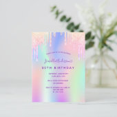 30歳の誕生日レインボーグリッターピンクグラーム招待 ポストカード (スタンド正面)