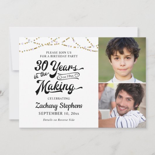 30歳の誕生日レトロメイキング・ライト 招待状 (正面)