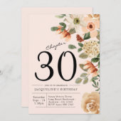 30歳の誕生日ヴィンテージフローラ 招待状 (正面/裏面)