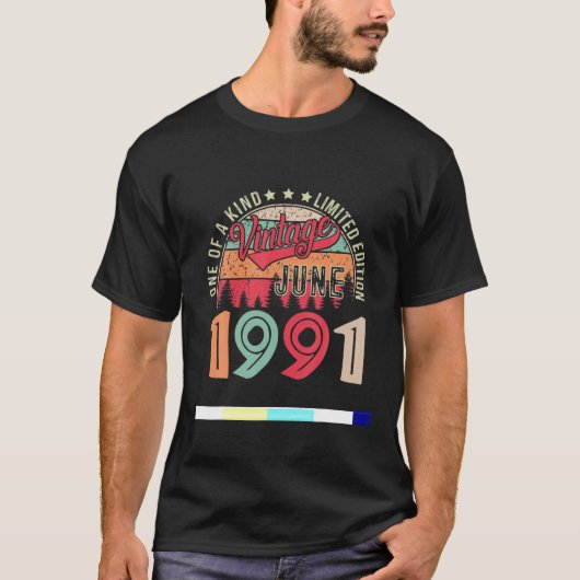 30歳の誕生日ヴィンテージ1991年6月30歳 Tシャツ (正面)