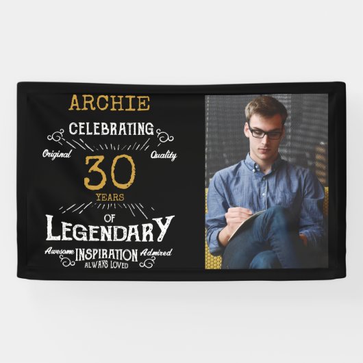 30歳の誕生日写真テンプレート伝説 横断幕 (横)