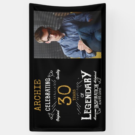 30歳の誕生日写真テンプレート伝説 横断幕 (縦)