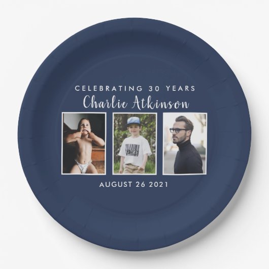 30歳の誕生日写真プレート ペーパープレート (正面)