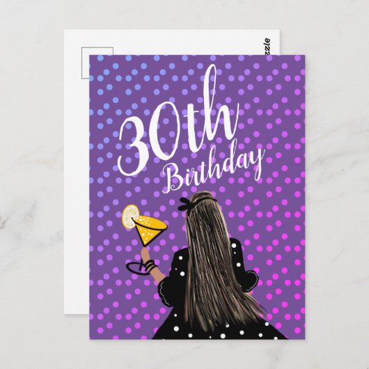 30歳の誕生日女性のカジュアルなドレスファッションと美容 ポストカード (正面/裏面)