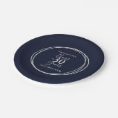 30歳の誕生日応援から30歳のネイビーシルバーパーティー ペーパープレート (アングル)