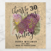 30歳の誕生日応援から30歳のヴィンヤード素朴まで ワインラベル (シングルラベル)