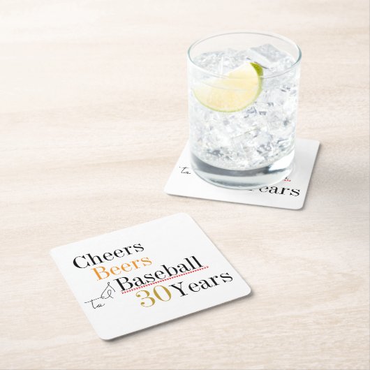 30歳の誕生日応援とビールパーティー スクエアペーパーコースター (インサイチュ)