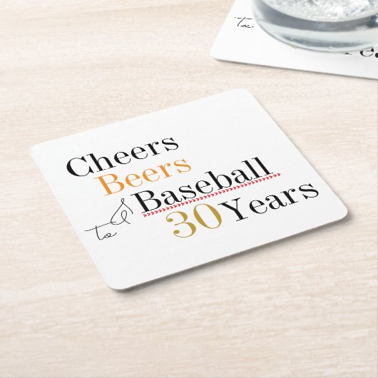 30歳の誕生日応援とビールパーティー スクエアペーパーコースター (アングル)