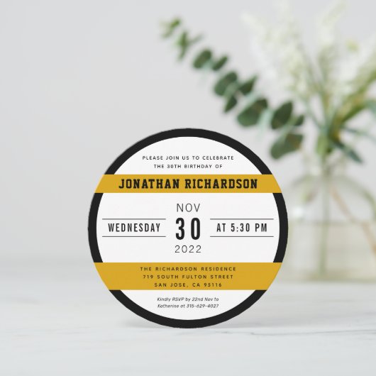 30歳の誕生日応援とビール30歳モダン 招待状 (スタンド正面)