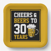 30歳の誕生日応援とビール ペーパープレート (正面)