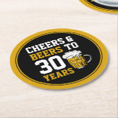 30歳の誕生日応援とビール ラウンドペーパーコースター (アングル)