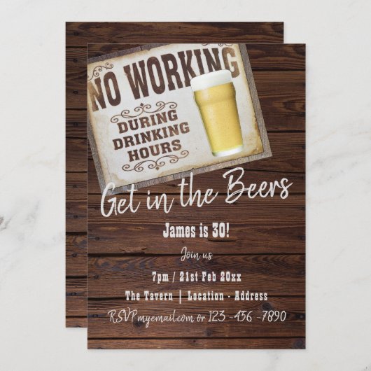 30歳の誕生日応援をビアーズメンス招待状 招待状 (正面/裏面)