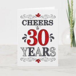 30歳の誕生日応援を描く赤い白い黒 カード