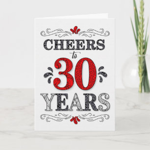 30歳の誕生日応援を描く赤い白い黒 カード