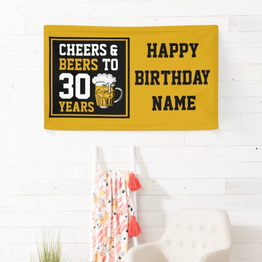 30歳の誕生日応援&ビールから30年 横断幕 (インサイチュ)