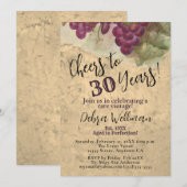 30歳の誕生日応援～30歳のヴィンテージ 素朴 招待状 (正面/裏面)