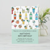 30歳の誕生日招待状カクテルコンテンポラリー 招待状 (スタンド正面)