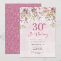 30歳の誕生日招待状ピンクフローラ